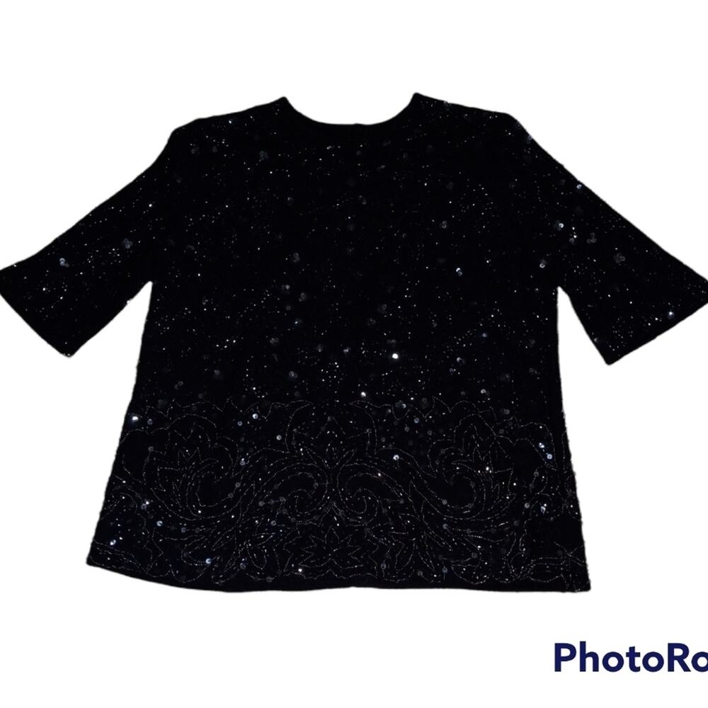 Vintage Dolce & Gabbana Black Fully Beaded Sequined Formal Evening Blouse Top